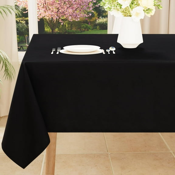 Smiry Waterproof Rectangle Tablecloth, 60x84 Black Polyester Table Cloth, Decorative Table Cover