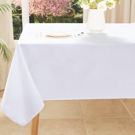 Smiry Waterproof Rectangle Tablecloth, 60x84 White Polyester Table Cloth, Decorative Table Cover