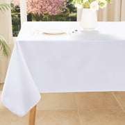 Smiry Waterproof Rectangle Tablecloth, 60x84 White Polyester Table Cloth, Decorative Table Cover
