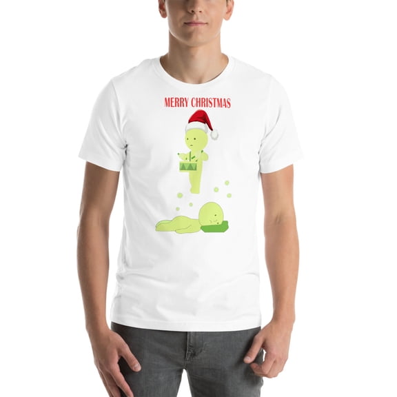 Smiski Christmas T-Shirt | Funny Sleeping Smiski Holiday Tee, Cute Kawaii Christmas Gift  (White, 2XL)