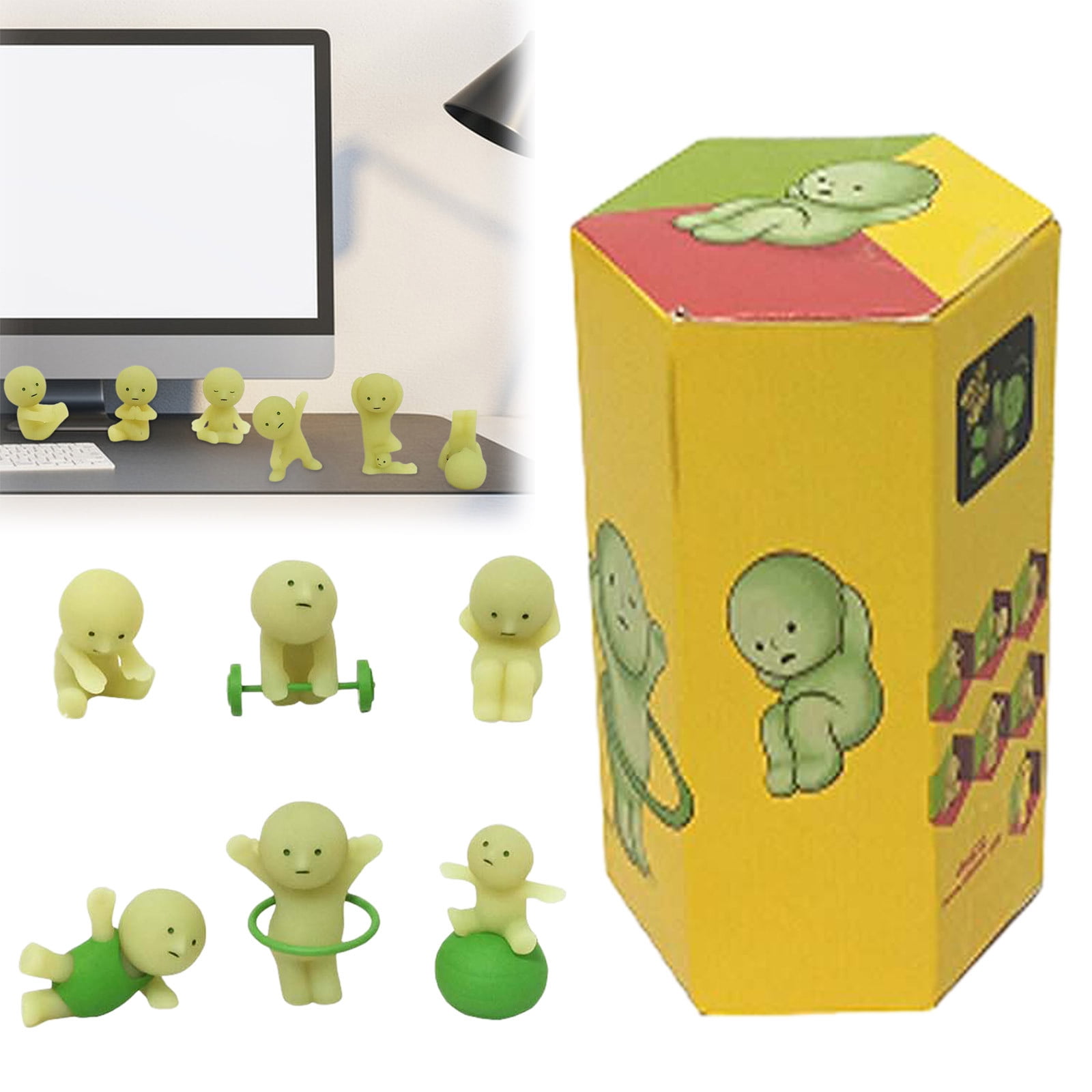 Smiski Glow in The Dark Mini Figure Set Bed + Living Series, 1 Assorted Blind Box Random one