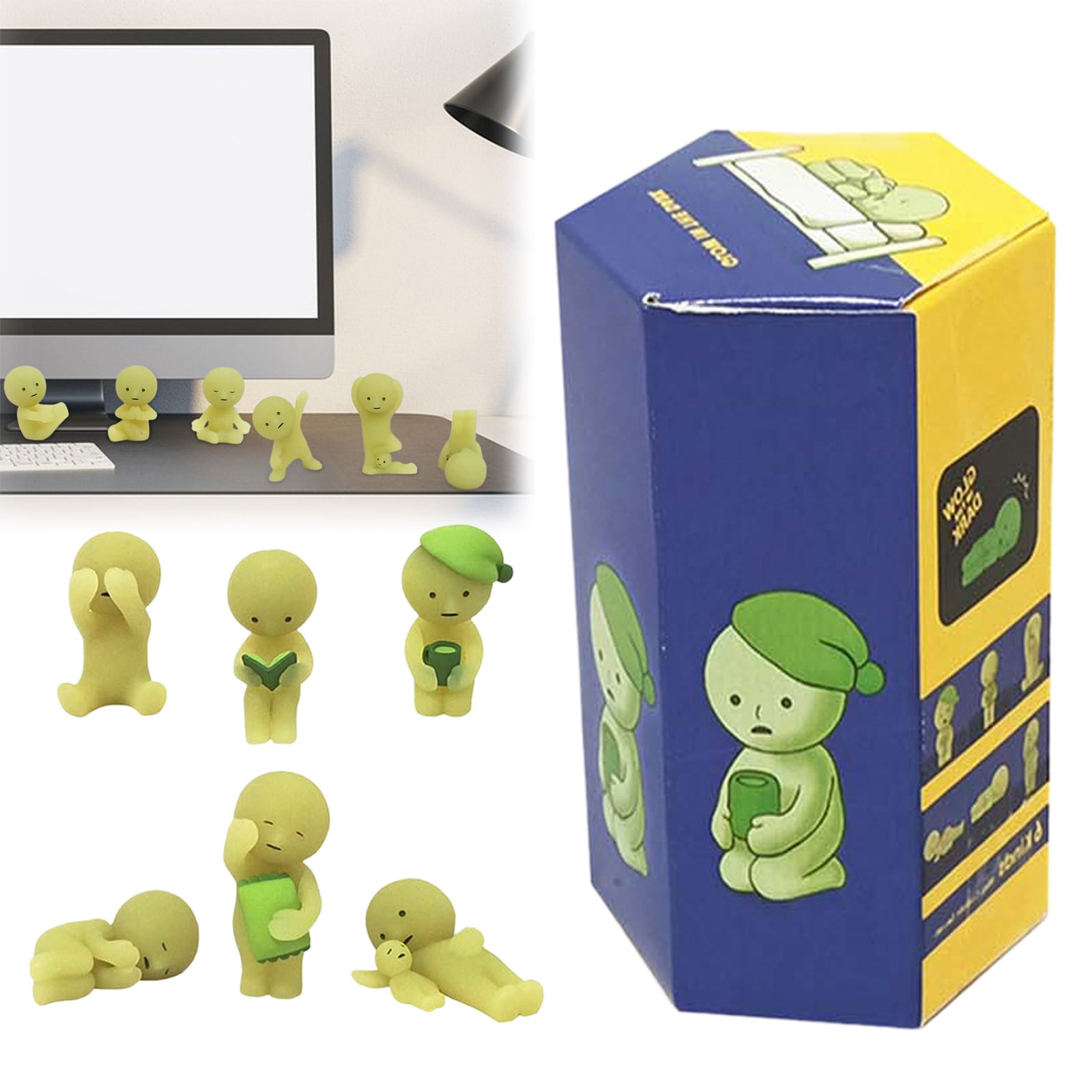 Smiski Glow in The Dark Mini Figure Set Bed + Living Series, 1 Assorted Blind Box Random one