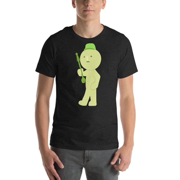 Smiski Trumpet Shirt – Cute Minimalist Sad Smiski Character Tee – Aesthetic Kawaii Ghostcore Unisex T-Shirt (Black Heather, XS)