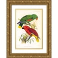 thumbnail image 1 of Smit, Joseph 13x18 Gold Ornate Wood Framed with Double Matting Museum Art Print Titled - Parrots, Eclectus Riedelli, 1 of 4
