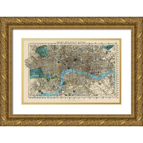 Smith 14x11 Gold Ornate Wood Framed with Double Matting Museum Art Print Titled - London England - Smith 1860
