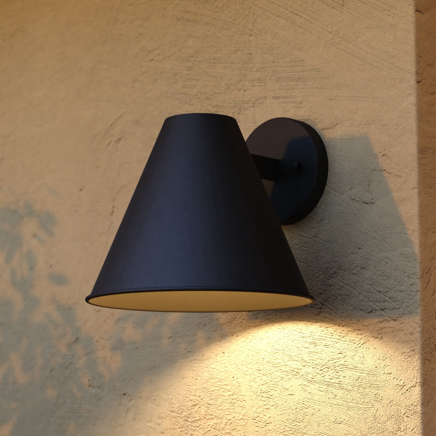 Smith 9 in. H Black Outdoor Hardwired Sconce Wall Light made of Durable Steel, Metal Shade, Dark Sky Compliant