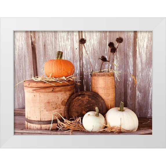 Smith, Anthony 24x19 White Modern Wood Framed Museum Art Print Titled - Autumn Pumpkins