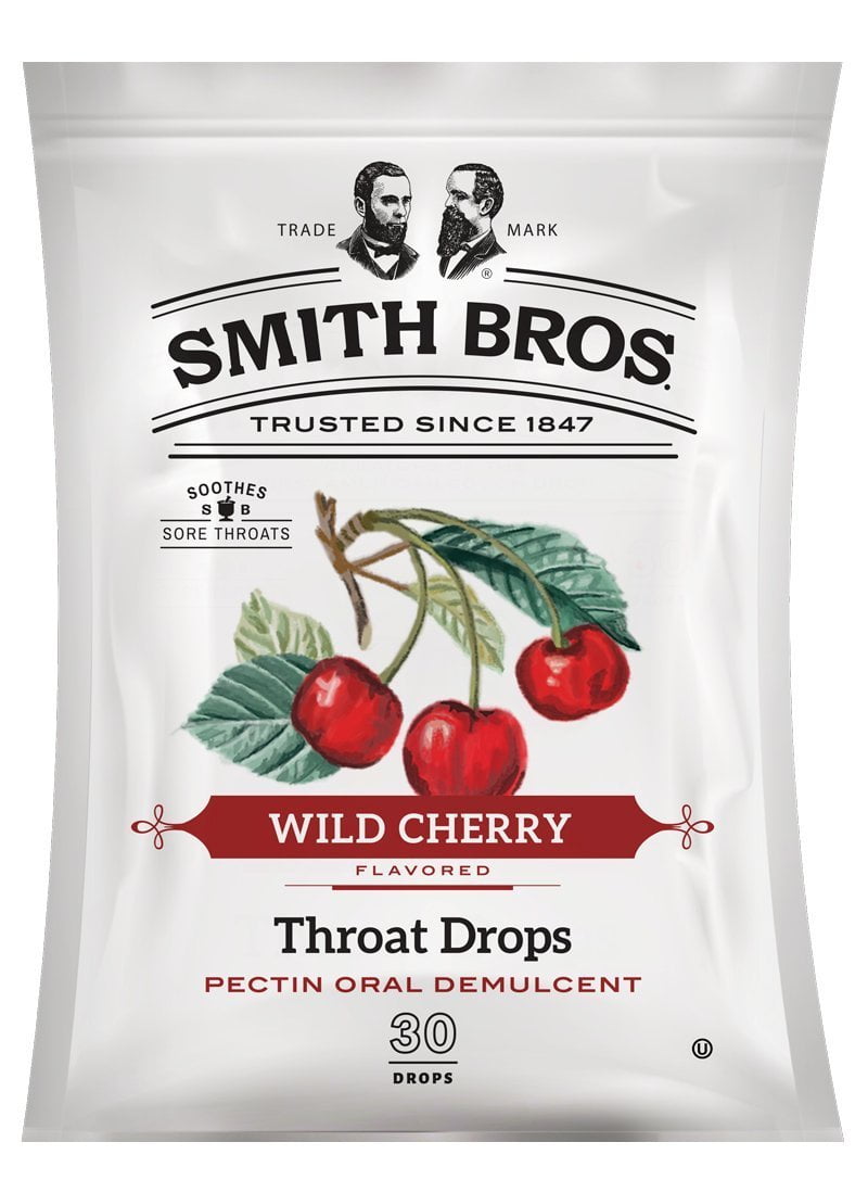 Smith Brothers Wild Cherry Throat Drops Cough Medicine for Sore