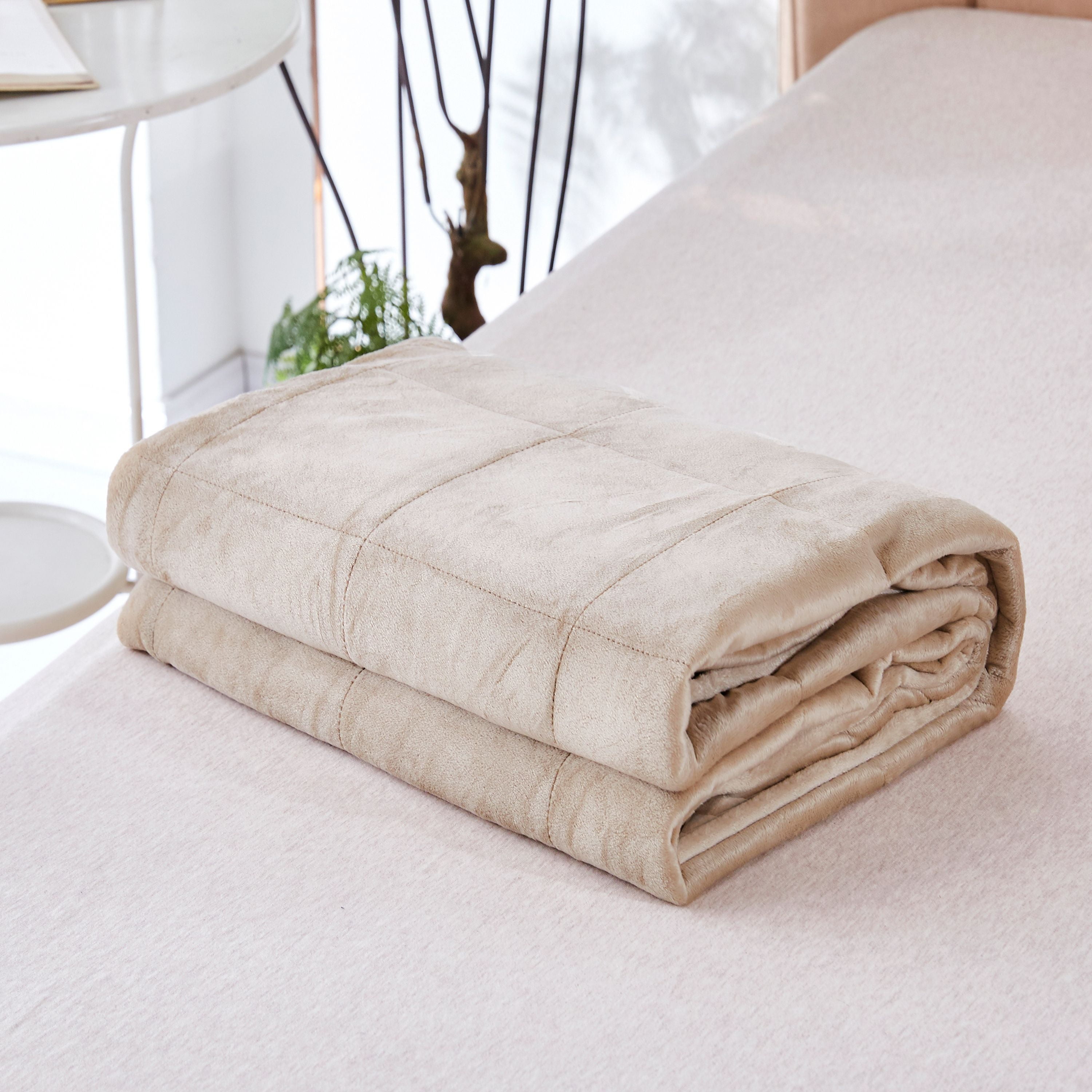 Smith Brown 12 lb Weighted Blanket Premium Ultra Plush Mink to Microfiber 48 x 72