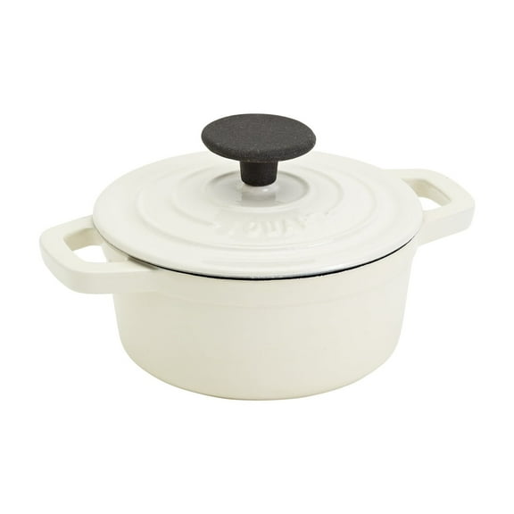 Smith & Clark 1-Quart Enameled Cast Iron Dutch Oven Round Pot with Lid, White