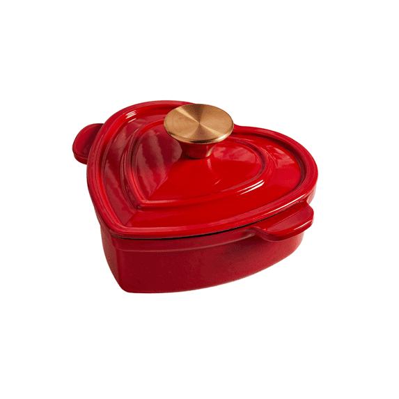 Smith & Clark 1 Quart Enameled Cast Iron Heart-Shaped Dutch Oven, Red