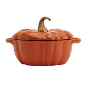 Smith & Clark 2 Quart Pumpkin Enameled Cast Iron Dutch Oven Casserole Pot with Lid, Orange