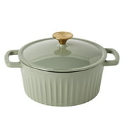 Smith & Clark 3-Quart Enameled Cast Iron Dutch Oven Fluted Round Pot with Lid, Sage