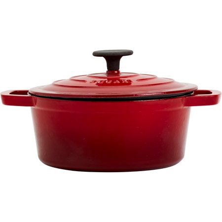 Smith & Clark 3-Quart Enameled Cast Iron Dutch Oven Pot with Lid, Red
