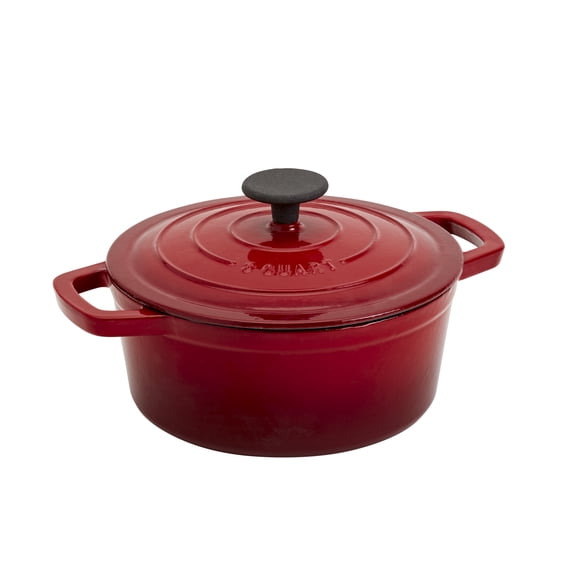 Smith & Clark 3-Quart Enameled Cast Iron Dutch Oven Round Pot with Lid, Red