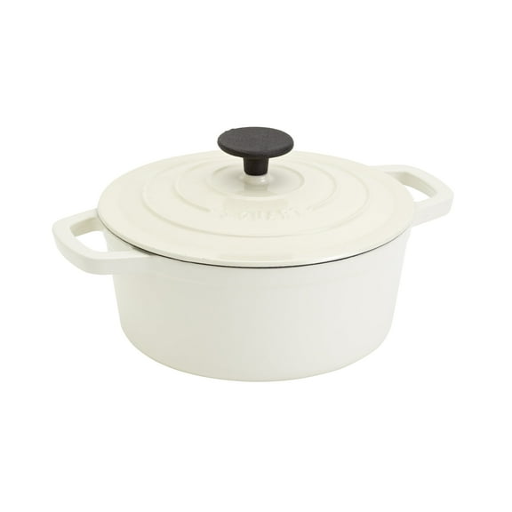 Smith & Clark 3-Quart Enameled Cast Iron Dutch Oven Round Pot with Lid, White