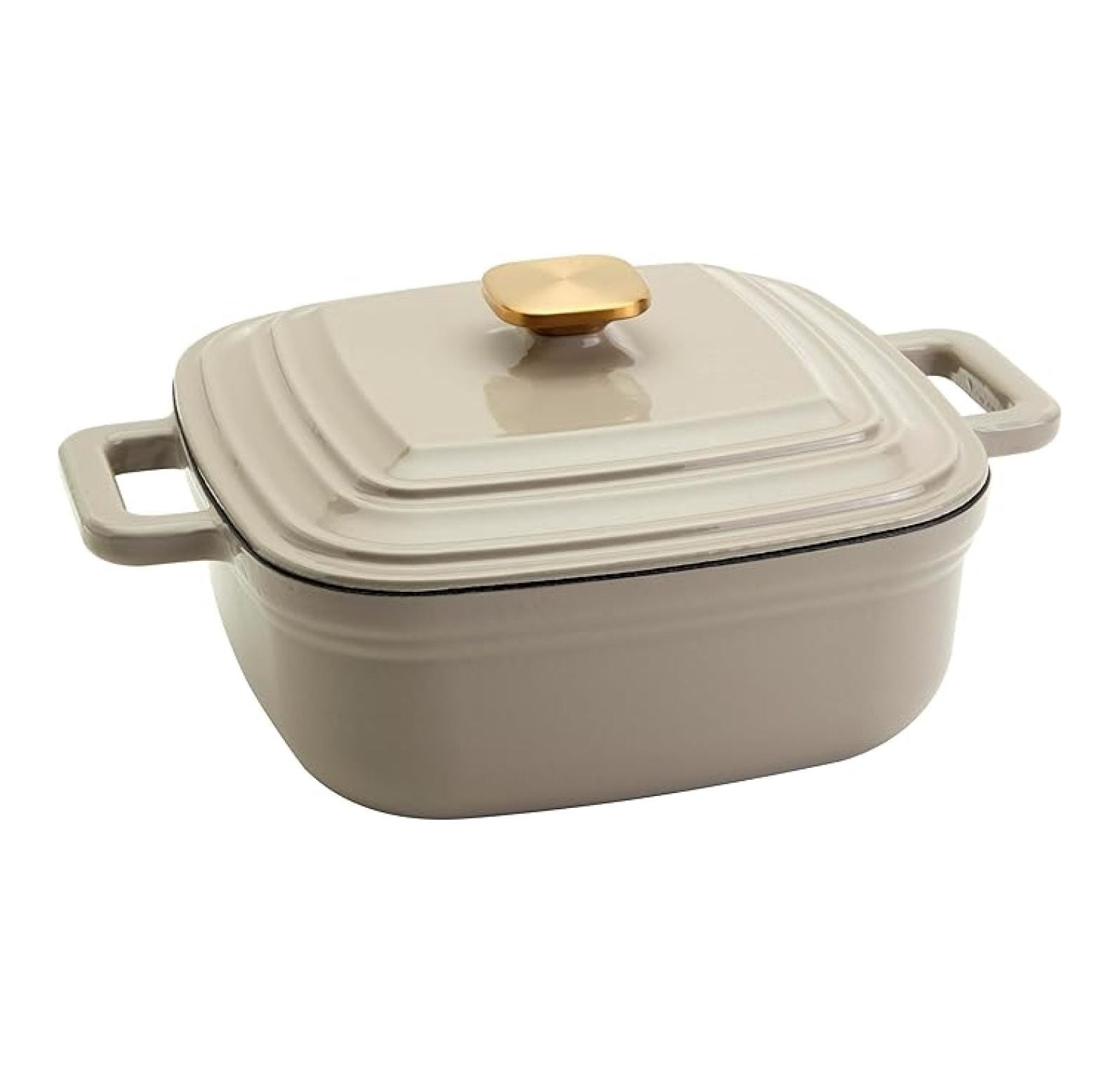 Smith & Clark 4 Quart Enameled Cast Iron Square Dutch Oven Pot with Lid ...