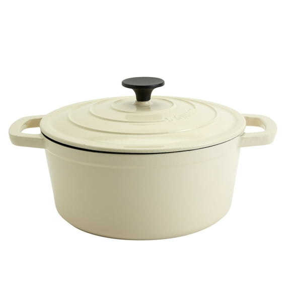 Smith & Clark 5-Quart Enameled Cast Iron Dutch Oven Round Pot with Lid, White