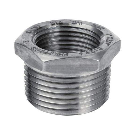 Smith-Cooper 1-1/2 in. MPT X 1 in. D FPT Stainless Steel Hex Bushing