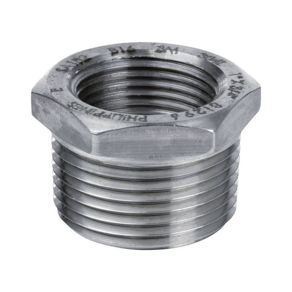 Smith-Cooper 1-1/2 in. MPT X 1-1/4 in. D FPT Stainless Steel Hex Bushing