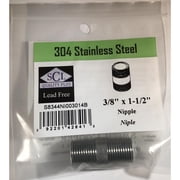 Smith-Cooper S8344NI003014B 0.375 x 1.5 in. Pipe Nipple Stainless Steel