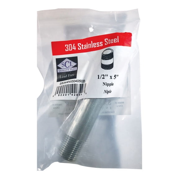 Smith-Cooper 1/2 in. MPT Stainless Steel 5 in. L Nipple