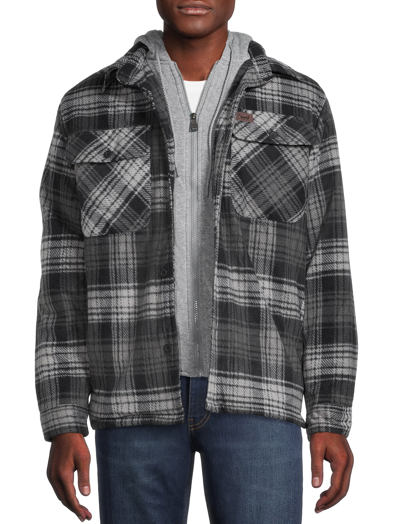 Smith & Eagle Men's Flannel Hoodie Shirt Jacket, Sizes M-2XL - Walmart.com