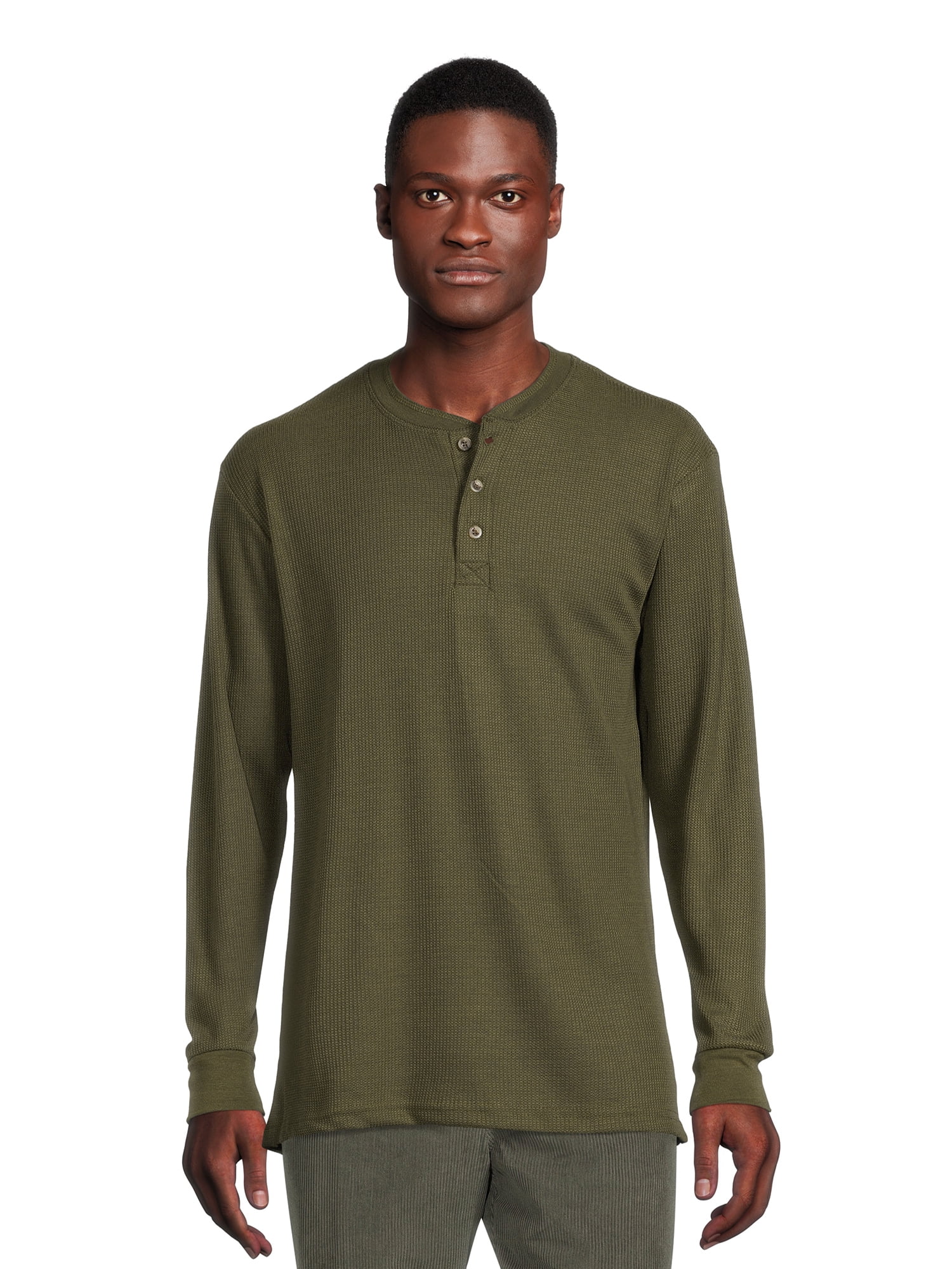 Smith & Eagle Men's Heavyweight Thermal Henley Shirt with Long Sleeves 