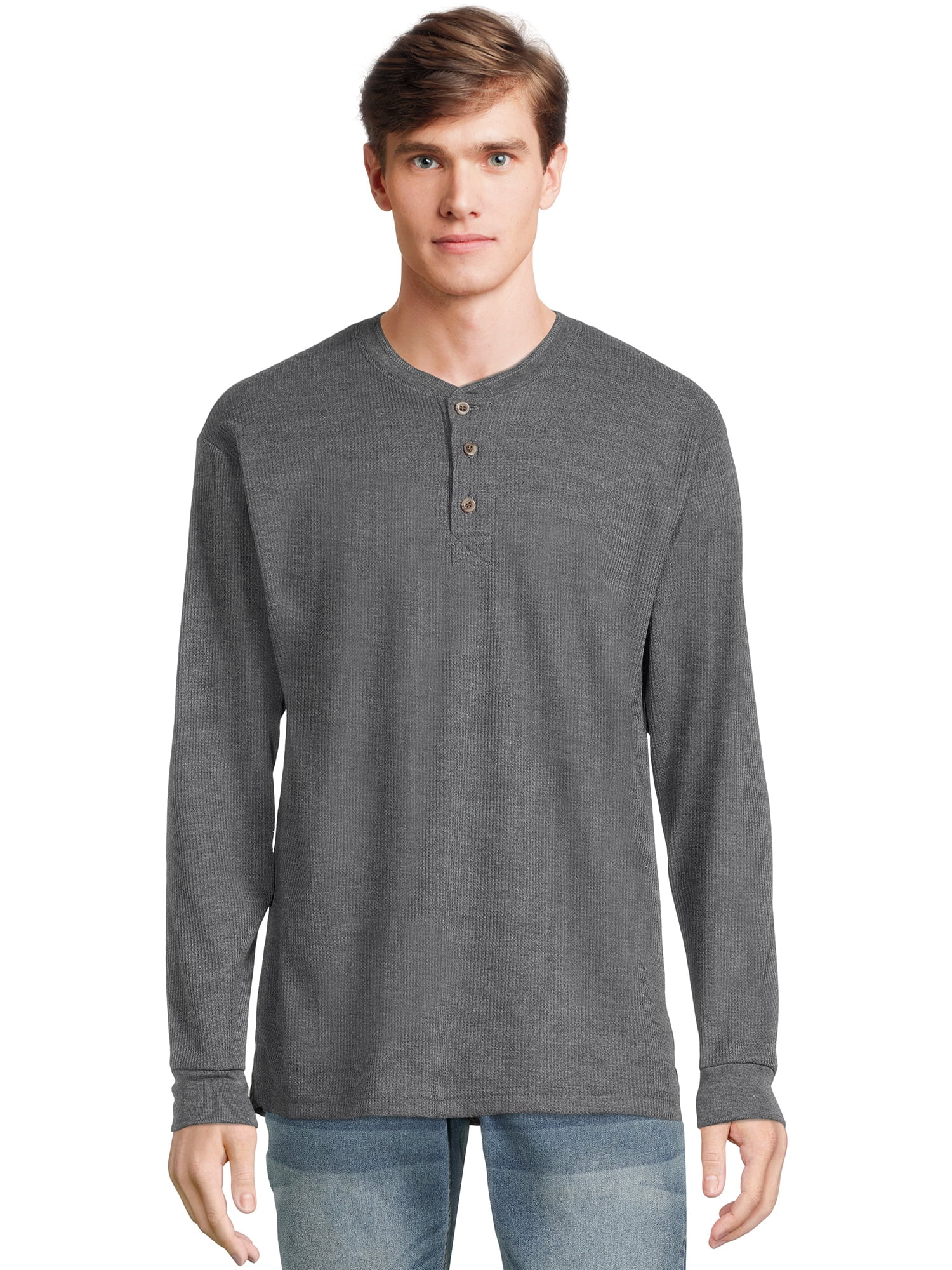 Smith & Eagle Men's Heavyweight Thermal Henley Shirt with Long Sleeves ...