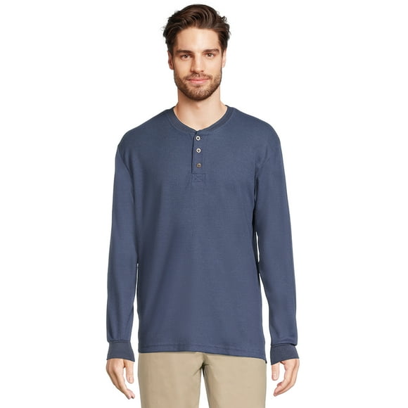 Smith & Eagle Men's Heavyweight Thermal Henley Shirt with Long Sleeves