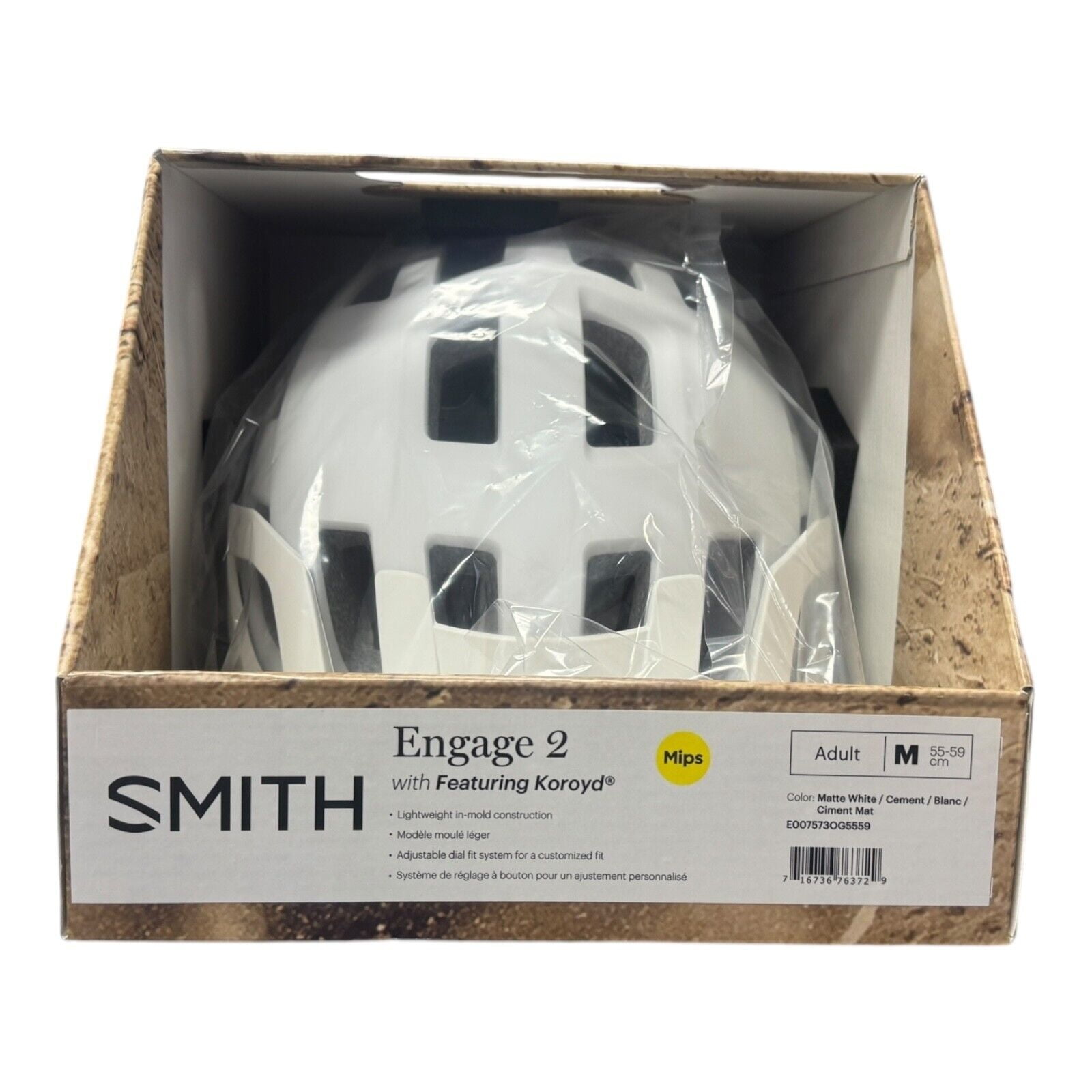 Smith Engage 2 MIPS Bike Helmet Adult Size Medium 55-59CM Matte White/Concrete