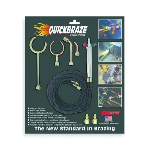 SMITH EQUIPMENT 635-23-5005A Quickbraze Torch With 10 in.  Hoses Single Flame Tip, Twin Flame Tip, C-Style Tip And Heating Tip, A To B Hose Adaptors And Instruction Manual