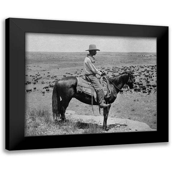 Smith, Erwin E. 24x20 Black Modern Framed Museum Art Print Titled - A Texas cowboy, 1907