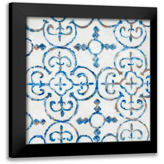 Smith, Hope 12x12 Black Modern Framed Museum Art Print Titled - Delft Blue Pattern 1
