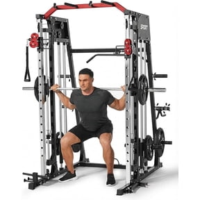 Smith Machine Home Gym 2200 lbs Heavy Duty Power Cage, Multi-Function Strength Training Equipment Cable Crossover, Dual Pulley, Pull-Up Bar Full Body Workout Station