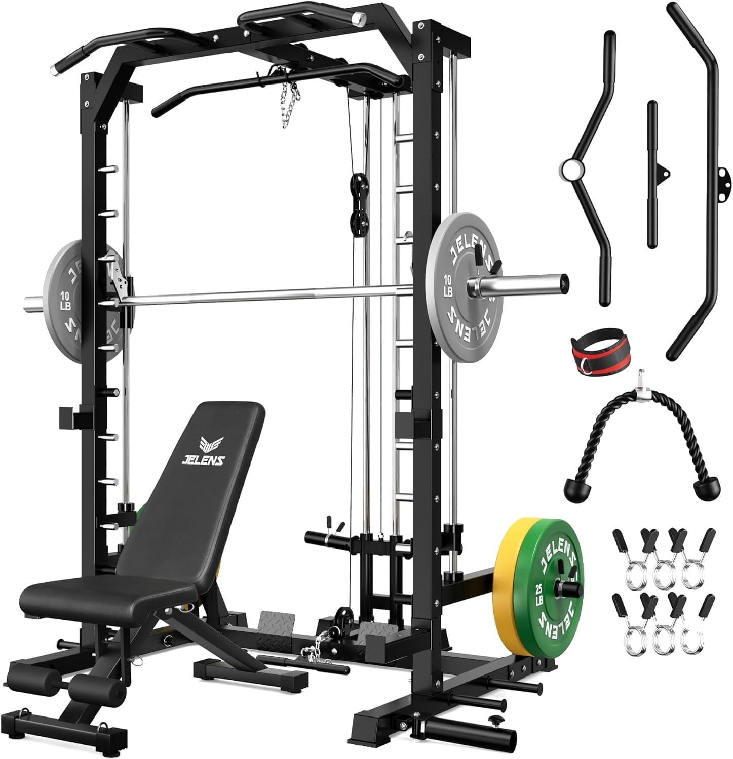 Gym Rack Machine Types Smith Machine Home Gym, 2200 lbs Power Rack Cage with Cable Crossover ...