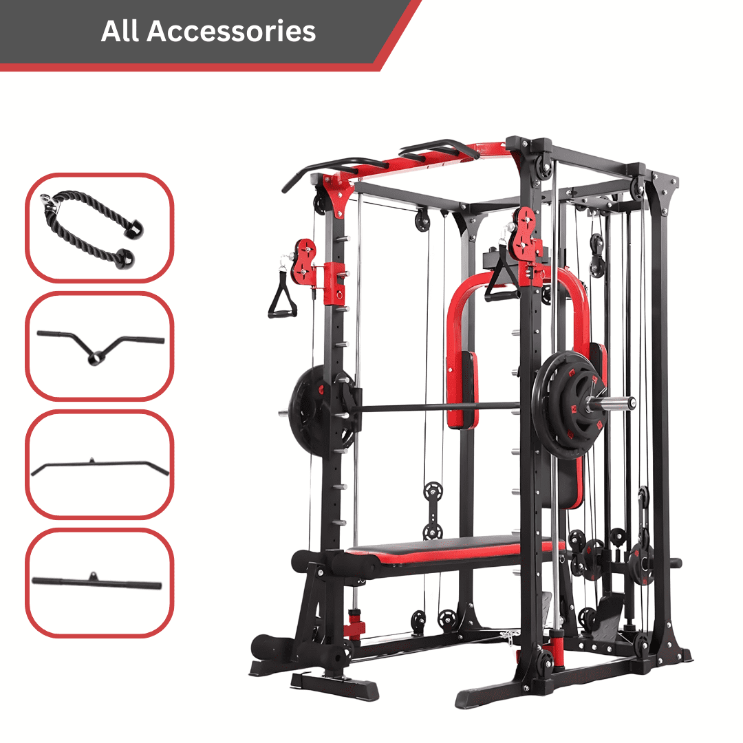 Smith Machine Home Gym, Power Cage with Cable System for Home Gym ...