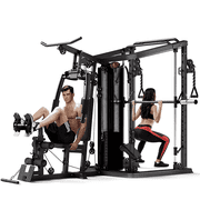 Smith Machine Power Cage, Multi-Function Home Gym System with 150LB Weight Stack,Cage, Multi-Function Home Gym System with Cable Crossover