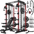thumbnail image 1 of Smith Machine for Home Gym,2000LBS Multi-Function Power Cage with Cable Crossover System, Squat Rack with Smith Bar and More Attachment, 1 of 10
