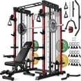 thumbnail image 1 of Smith Machine for Home Gym,2000LBS Multi-Function Power Cage with Cable Crossover System, Squat Rack with Smith Bar and More Attachment, 1 of 10