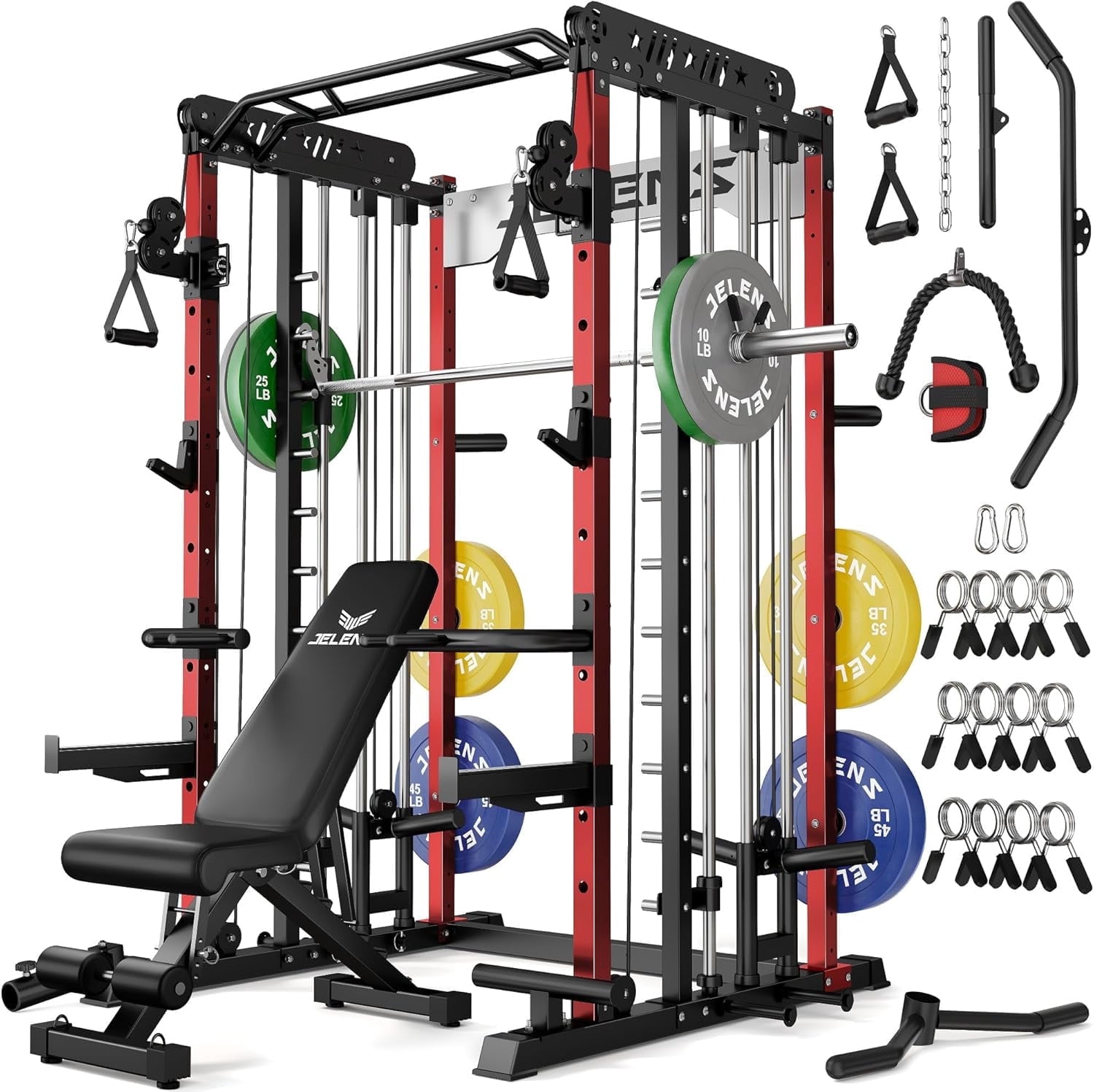 Smith Machine for Home Gym,2000LBS Multi-Function Power Cage with Cable ...