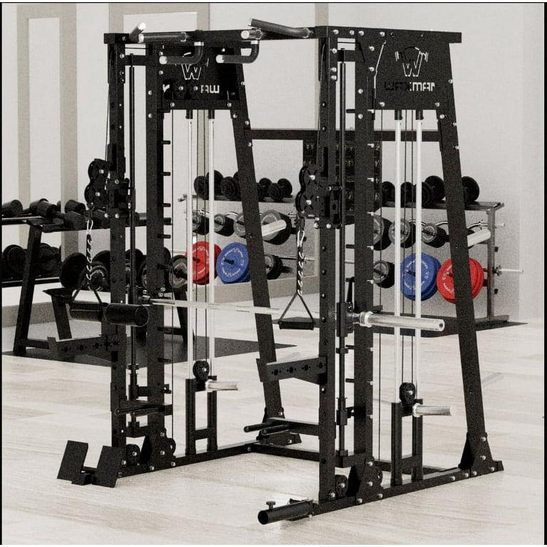 Smith Machine with Cable Crossover System, Multi-function Squat