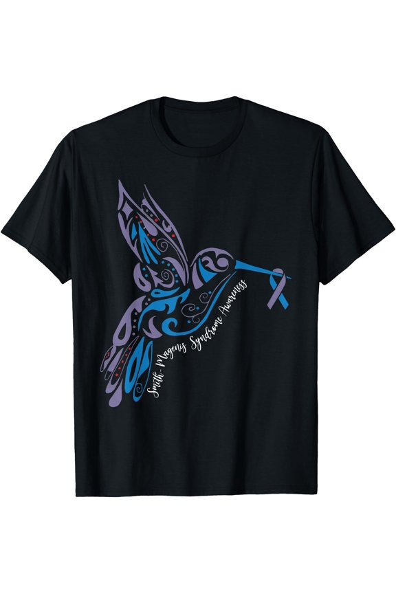 Smith-Magenis Syndrome Awareness SMS Hummingbird Ribbon T-Shirt, Unisex T-Shirt