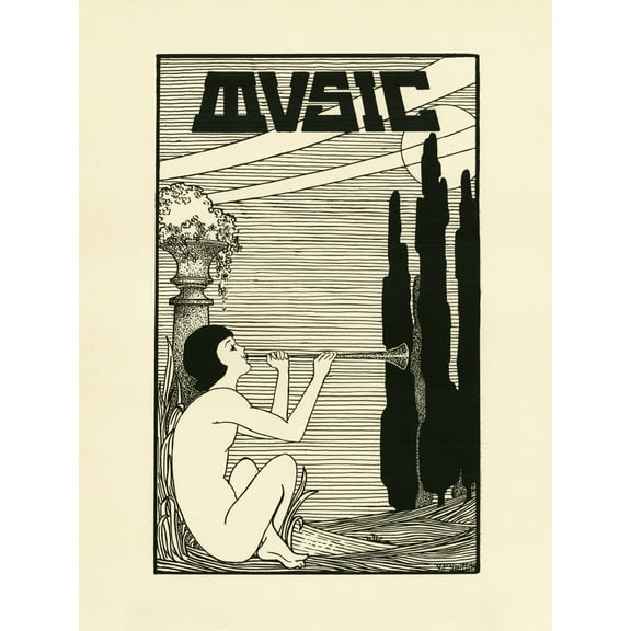 Smith Music Lute Player Illustration Extra Large XL Wall Art Poster Print