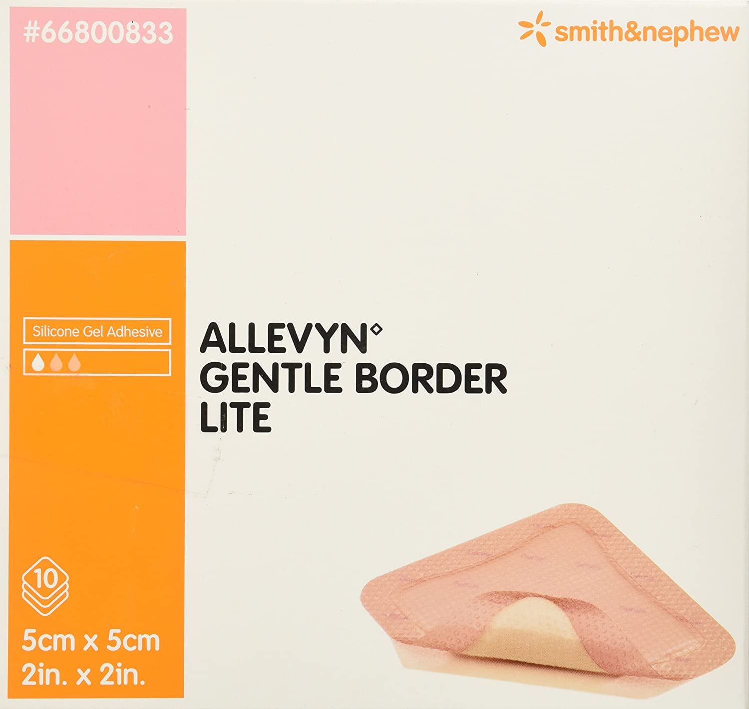 Smith & Nephew Allevyn Gentle Border Lite Foam Dressing 2” X 2” Adhesive 10 Ct Hydrocellular