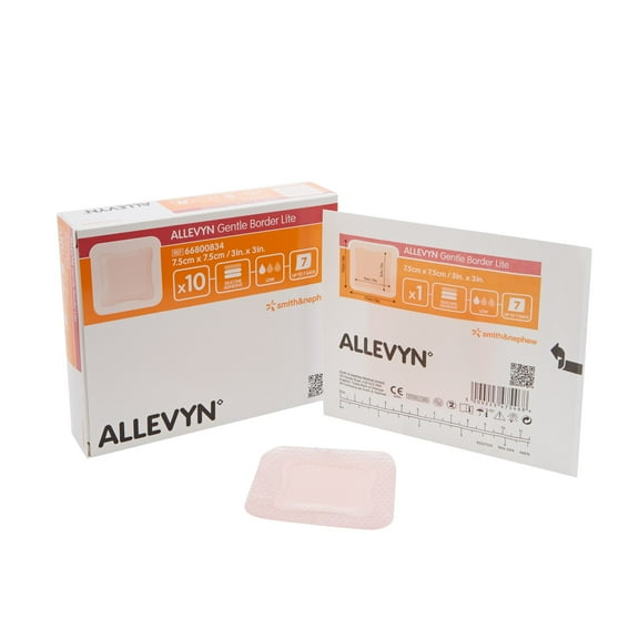 Smith & Nephew Allevyn Gentle Border Lite Thin Foam Dressing 3 x 3" Square Hydrocellular Foam 66800834 10 per Box