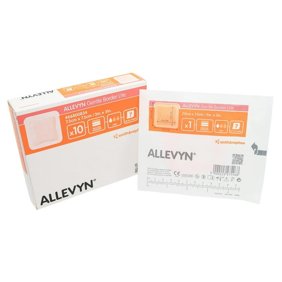 Smith & Nephew Foam Dressing Allevyn Gentle Border Lite 3 X 3" Square Adhesive Sterile (#66800834, Sold Per Box)