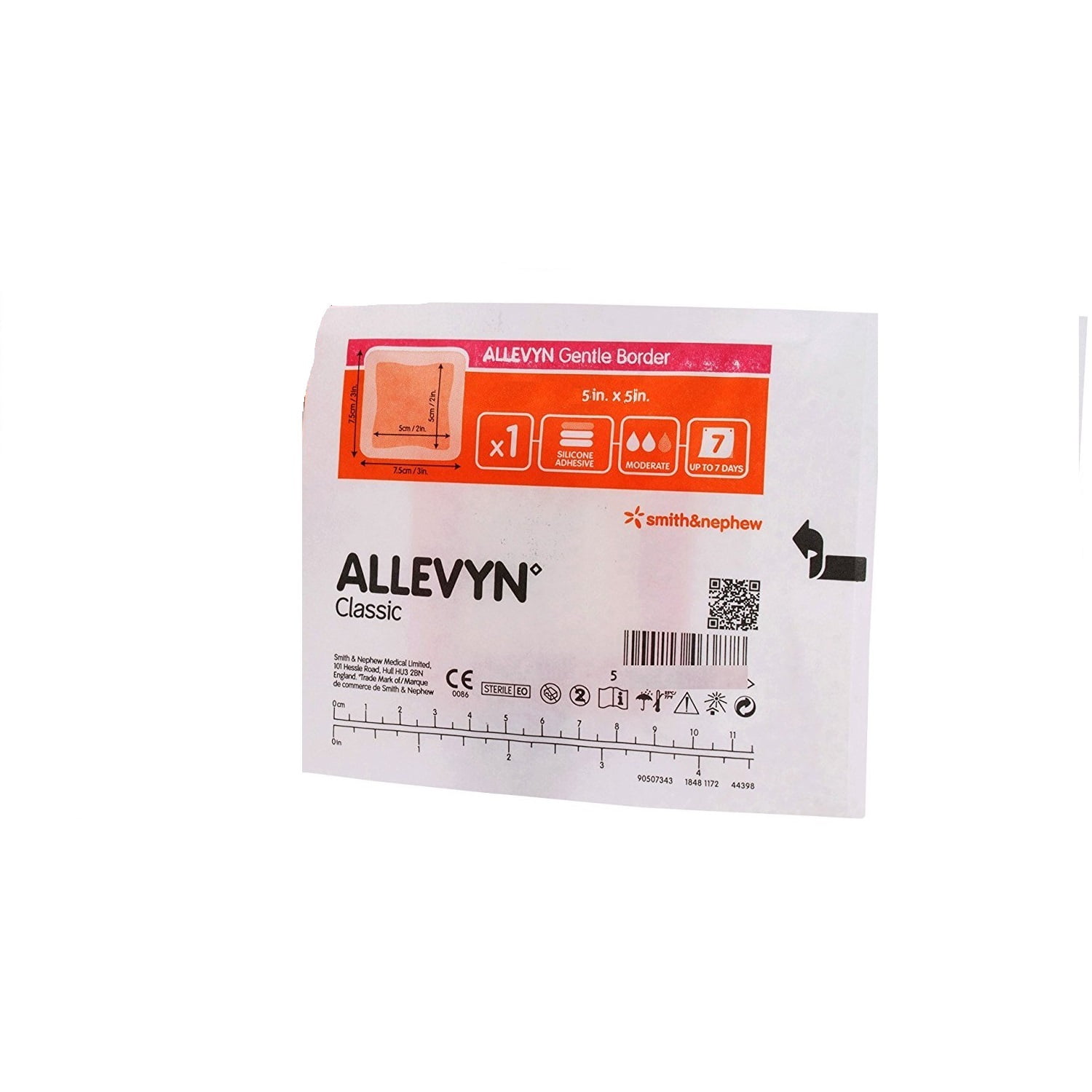 Smith & Nephew Silicone Foam Dressing 5 Pk | Allevyn Gentle Border Lite 5 X 5 Inch Square Adhesive | Hydrocellular Foam Dressing | Sterile Wound Dressing | Hydro Bandaids | Silicone Bandages