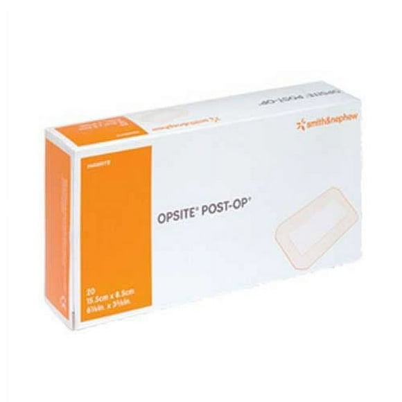 Smith & Nephew Transparent Film Dressing with Pad OpSite Post Op Rectangle 4 X 4-3/4 Inch 3 Tab Delivery Without Label Sterile, Box of 10 - 66000710