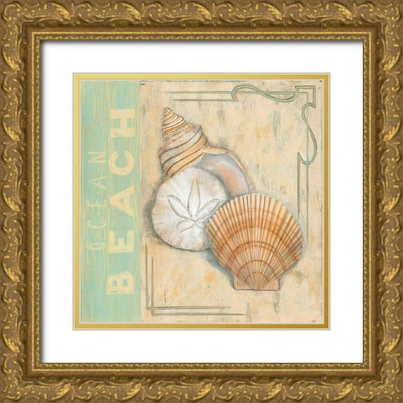 Smith, Pamela 12x12 Gold Ornate Wood Framed with Double Matting Museum Art Print Titled - Ocean Beach